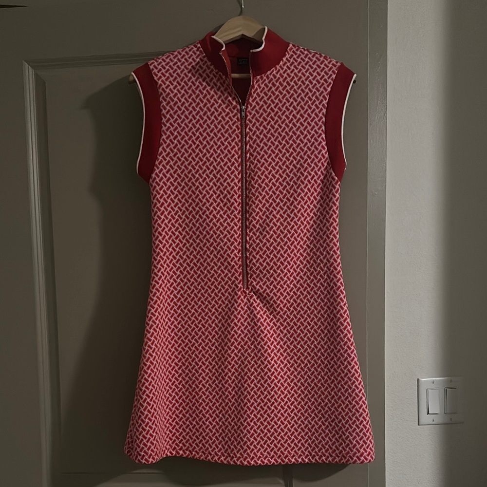 SHEIN Pink and White Sleeveless Mandarin Collar Tunic